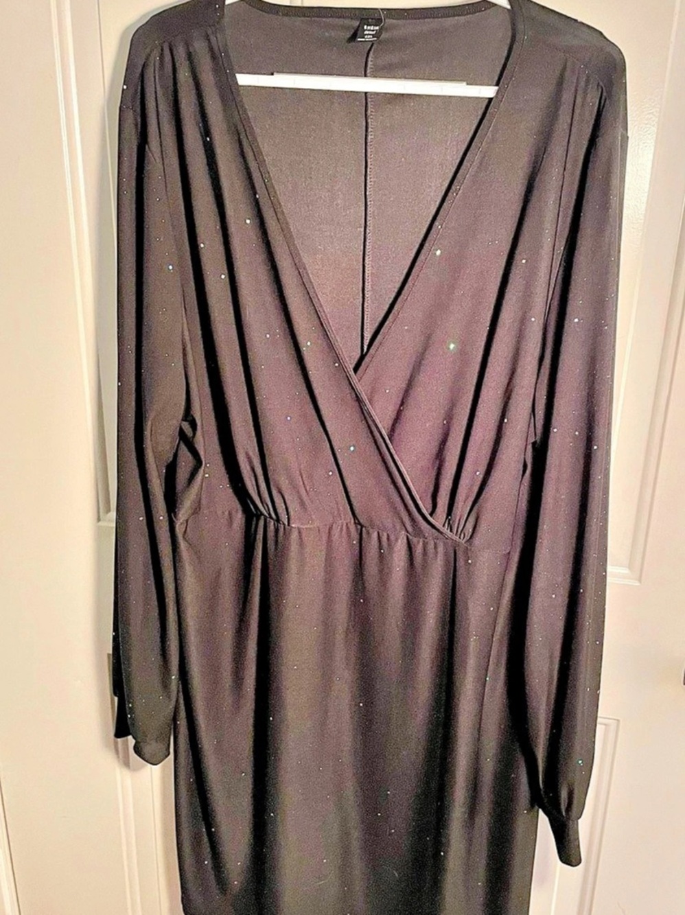 SHEIN Curve 4X Black Glitter Wrap Midi Dress | Holiday Party